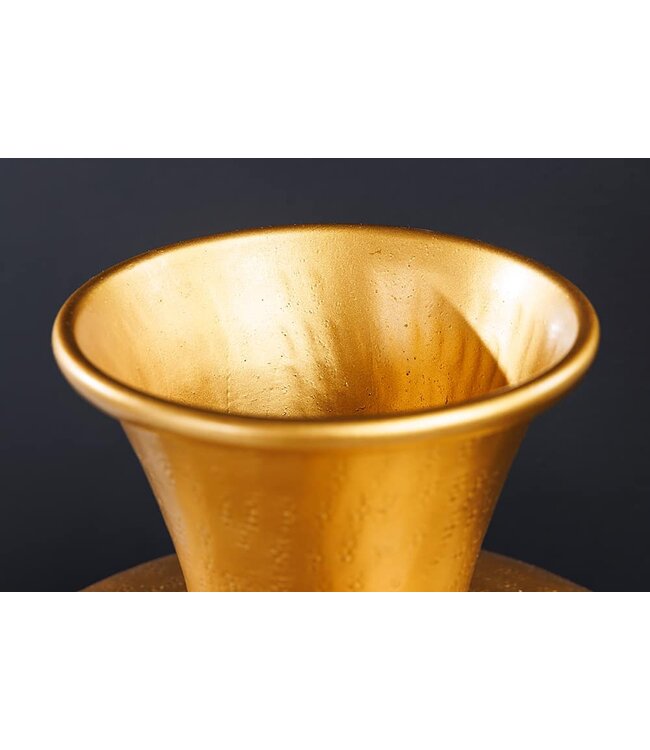 Invicta Interior Handgemaakte decoratieve vaas ABSTRACT ORIENT 40cm goud rond metaal patina - 43511