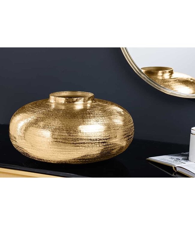 Invicta Interior Moderne decoratieve vaas ABSTRACT ORIENT 35cm goud rond metaal gehamerd ontwerp - 43510