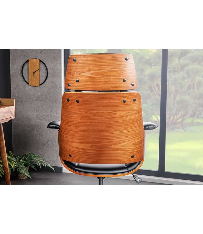 Invicta Interior In hoogte verstelbare bureaustoel MANHATTAN kunstleer massief hout met armleuning retro design - 44195