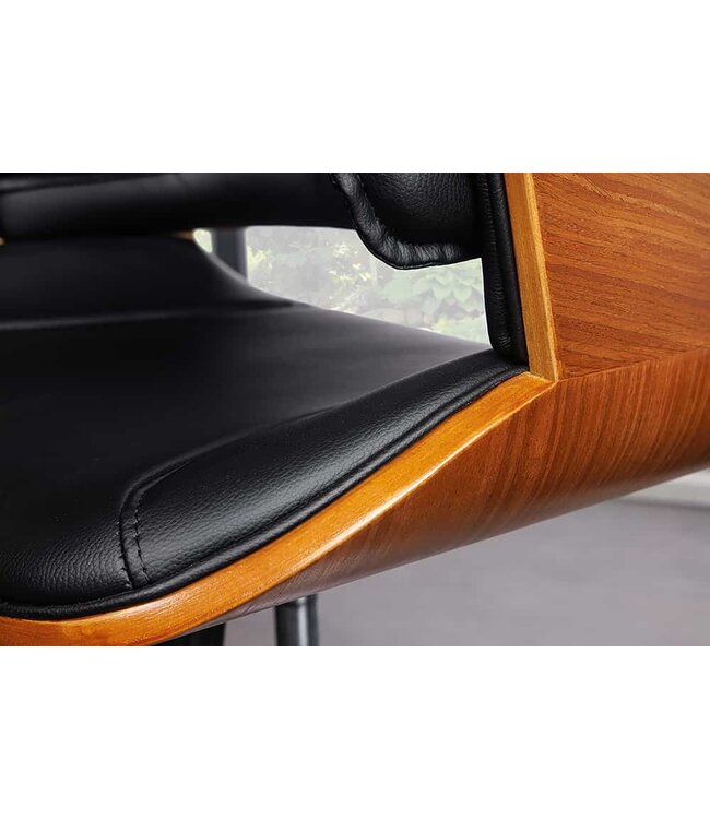 Invicta Interior In hoogte verstelbare bureaustoel MANHATTAN kunstleer massief hout met armleuning retro design - 44195