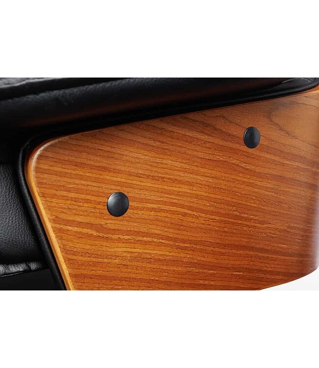 Invicta Interior In hoogte verstelbare bureaustoel MANHATTAN kunstleer massief hout met armleuning retro design - 44195