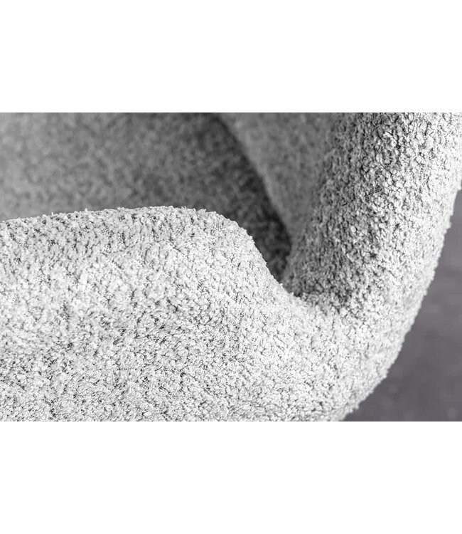 Invicta Interior Draaibare design stoel BALTIC grijs Boucle naturel eiken massief houten poten met armleuning - 44200