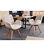 Invicta Interior Draaibare design stoel BALTIC beige Boucle naturel eiken massief houten poten met armleuning - 44199
