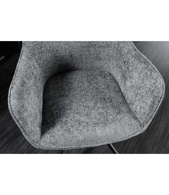 Invicta Interior Bureaustoel VERONA grijs structuurstof met armleuning zwart metalen poten - 44160