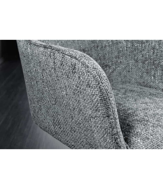 Invicta Interior Bureaustoel VERONA grijs structuurstof met armleuning zwart metalen poten - 44160