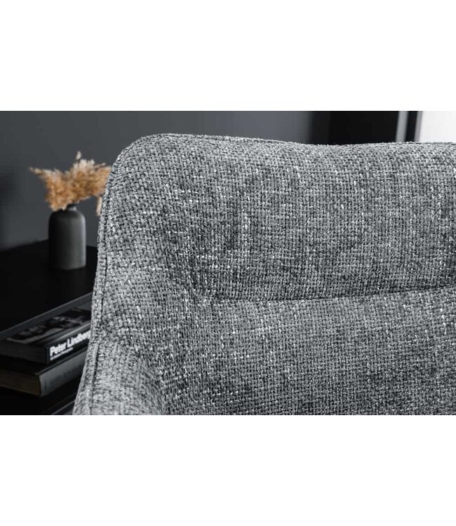 Invicta Interior Bureaustoel VERONA grijs structuurstof met armleuning zwart metalen poten - 44160