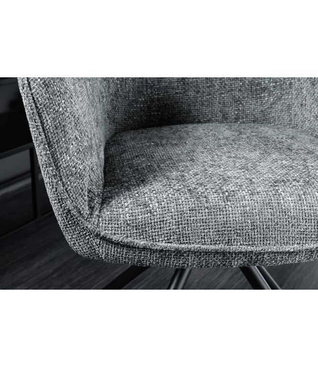 Invicta Interior Bureaustoel VERONA grijs structuurstof met armleuning zwart metalen poten - 44160