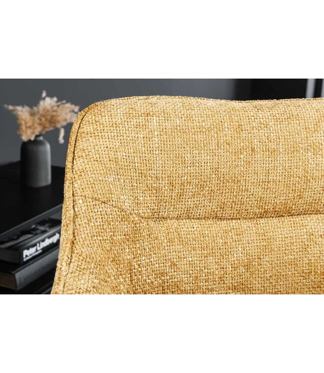 Invicta Interior Bureaustoel VERONA mosterdgeel structuurstof met armleuning zwart metalen poten - 44159