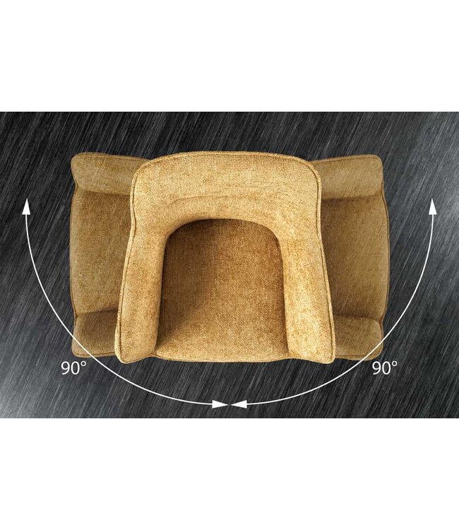 Invicta Interior Bureaustoel VERONA mosterdgeel structuurstof met armleuning zwart metalen poten - 44159