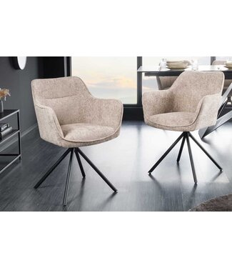 Invicta Interior Bureaustoel VERONA champagne beige structuurstof met armleuning metalen poten zwart - 44158