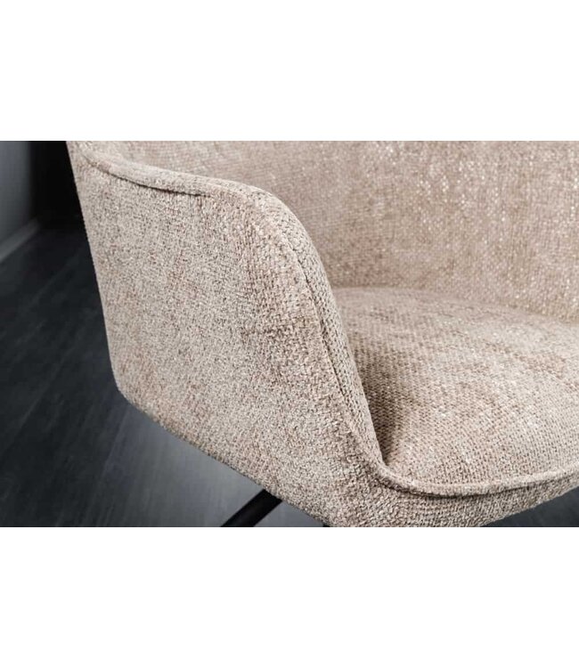 Invicta Interior Bureaustoel VERONA champagne beige structuurstof met armleuning metalen poten zwart - 44158