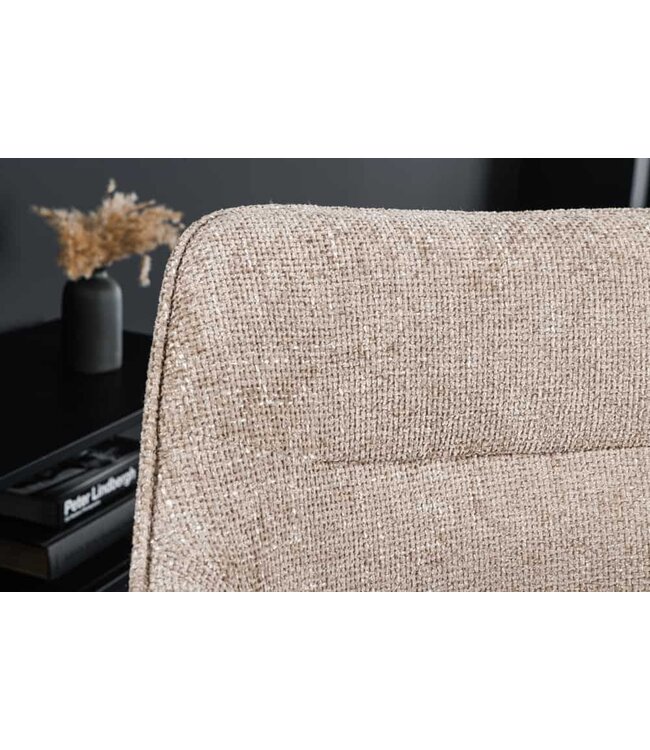 Invicta Interior Bureaustoel VERONA champagne beige structuurstof met armleuning metalen poten zwart - 44158