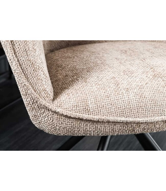 Invicta Interior Bureaustoel VERONA champagne beige structuurstof met armleuning metalen poten zwart - 44158