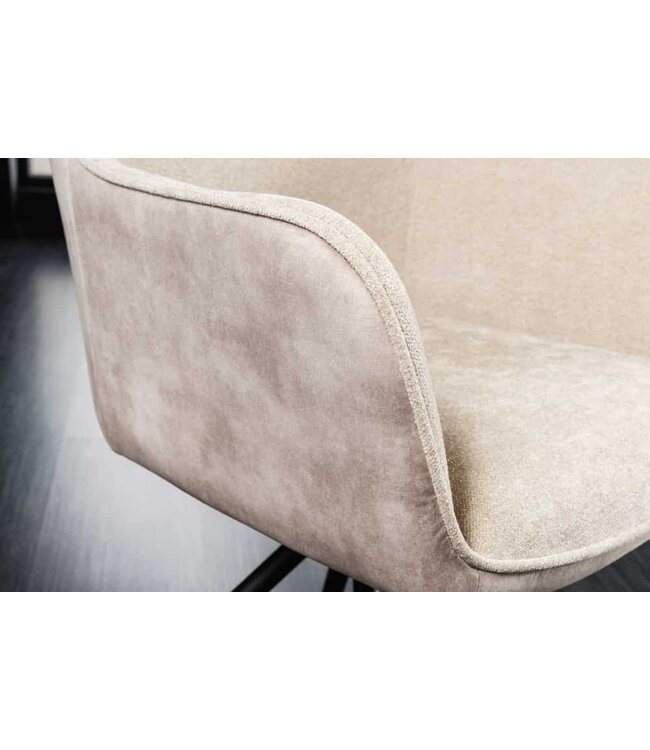 Invicta Interior Bureaustoel VERONA champagnebeige fluweel structuurstof met armleuning metalen poten zwart - 44156