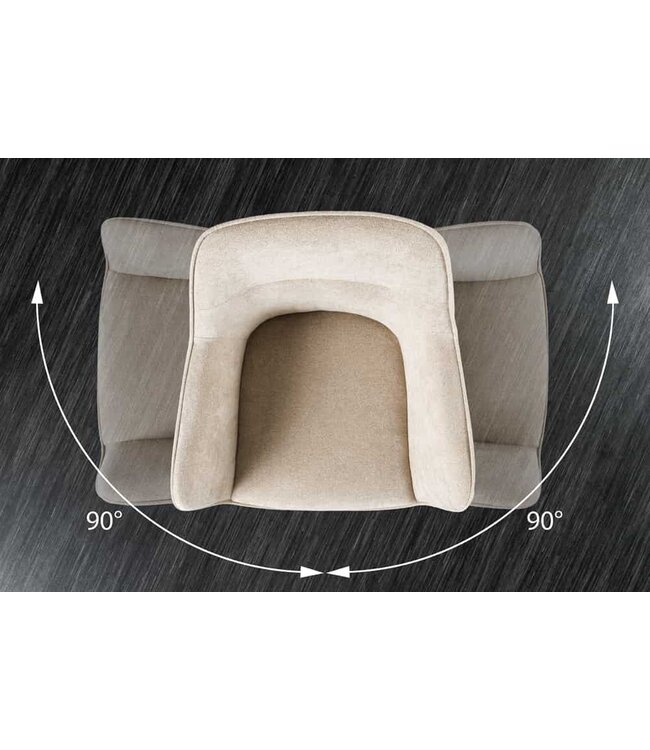 Invicta Interior Bureaustoel VERONA champagnebeige fluweel structuurstof met armleuning metalen poten zwart - 44156