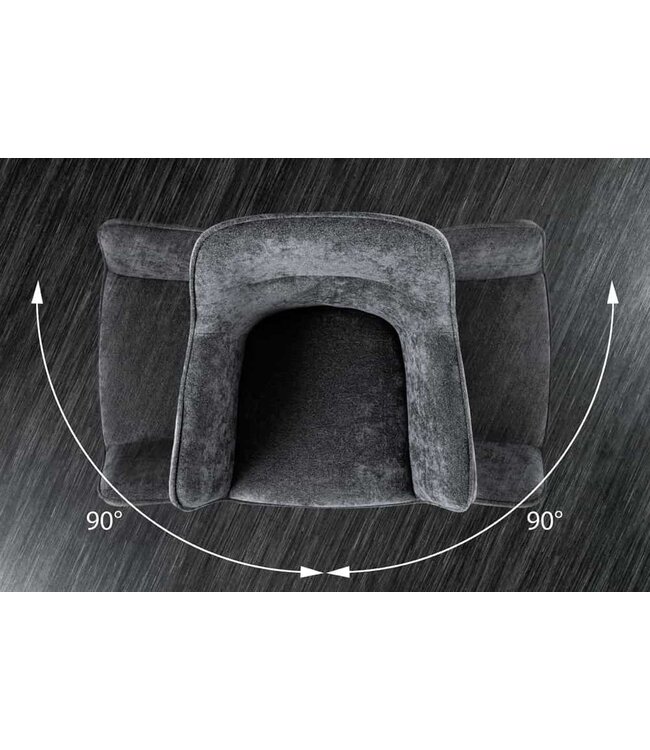 Invicta Interior Bureaustoel VERONA donkergrijs fluweel structuurstof met armleuning zwart metalen poten - 44155