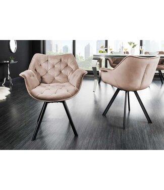 Invicta Interior Bureaustoel THE DUTCH COMFORT grijs fluweel met armleuningen Modern Design - 44066