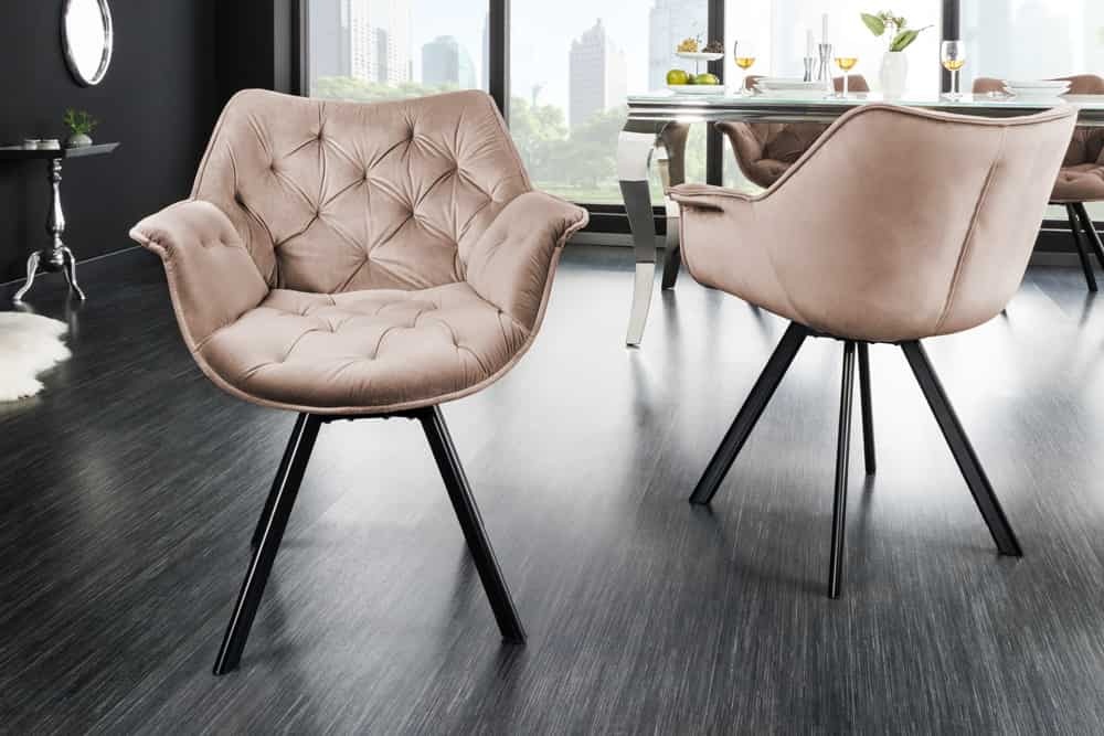 Bureaustoel THE DUTCH COMFORT grijs fluweel met armleuningen Modern Design - 44066