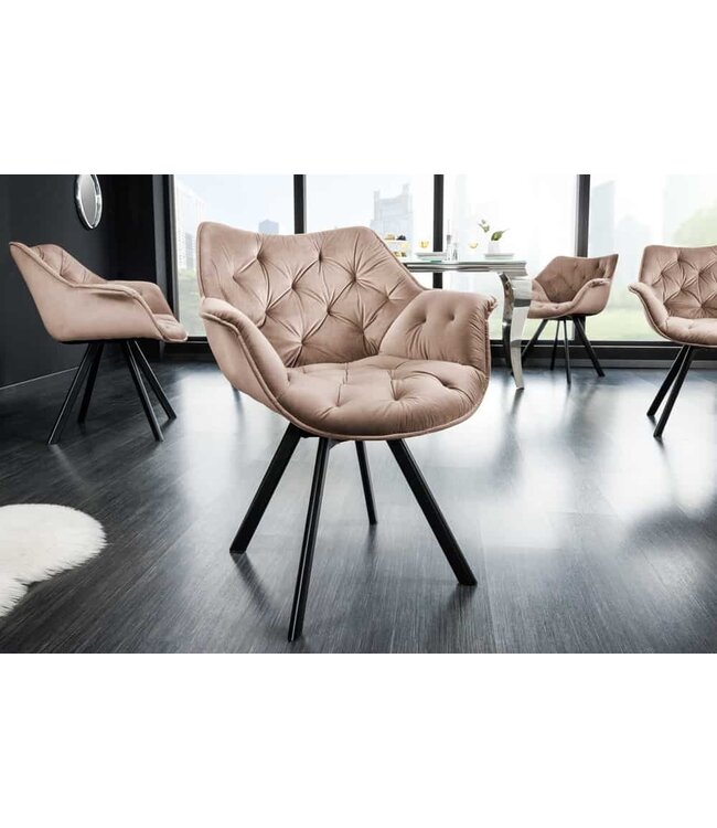 Invicta Interior Bureaustoel THE DUTCH COMFORT grijs fluweel met armleuningen Modern Design - 44066