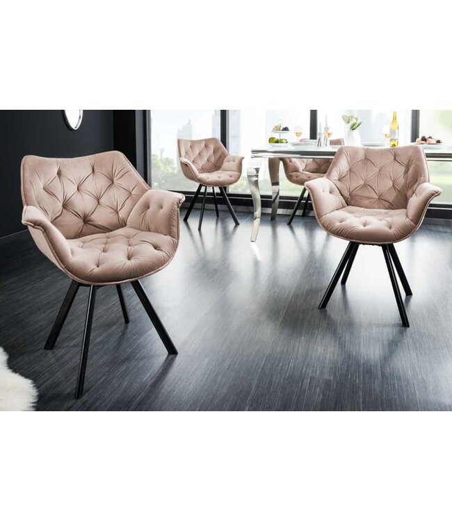 Invicta Interior Bureaustoel THE DUTCH COMFORT grijs fluweel met armleuningen Modern Design - 44066