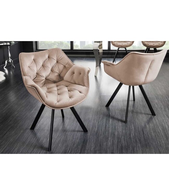 Invicta Interior Bureaustoel THE DUTCH COMFORT grijs fluweel met armleuningen Modern Design - 44066