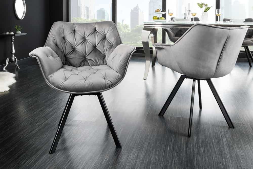 Bureaustoel THE DUTCH COMFORT grijs fluweel met armleuningen Modern Design - 44065