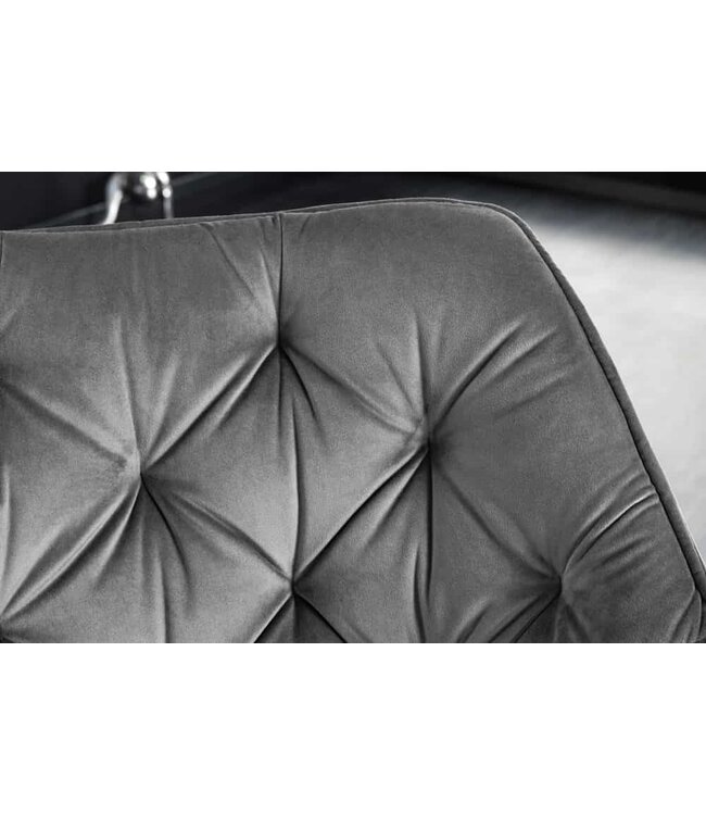 Invicta Interior Bureaustoel THE DUTCH COMFORT grijs fluweel met armleuningen Modern Design - 44065