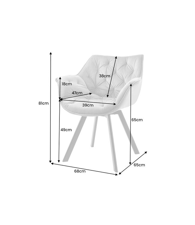 Invicta Interior Bureaustoel THE DUTCH COMFORT grijs fluweel met armleuningen Modern Design - 44065