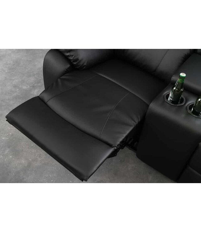 Invicta Interior Exclusieve 2-zits bioscoopfauteuil HOLLYWOOD 190cm zwarte TV-fauteuil met bekerhouder - 39474