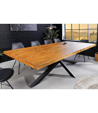 Invicta Interior Massief houten eettafel GALAXIE 200 cm vintage bruin grenen gerecycled industrieel design - 43678