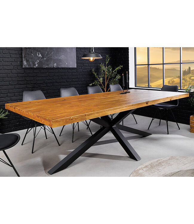 Invicta Interior Massief houten eettafel GALAXIE 200 cm vintage bruin grenen gerecycled industrieel design - 43678