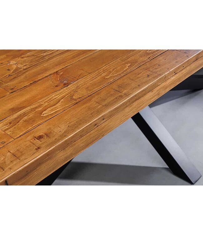 Invicta Interior Massief houten eettafel GALAXIE 200 cm vintage bruin grenen gerecycled industrieel design - 43678