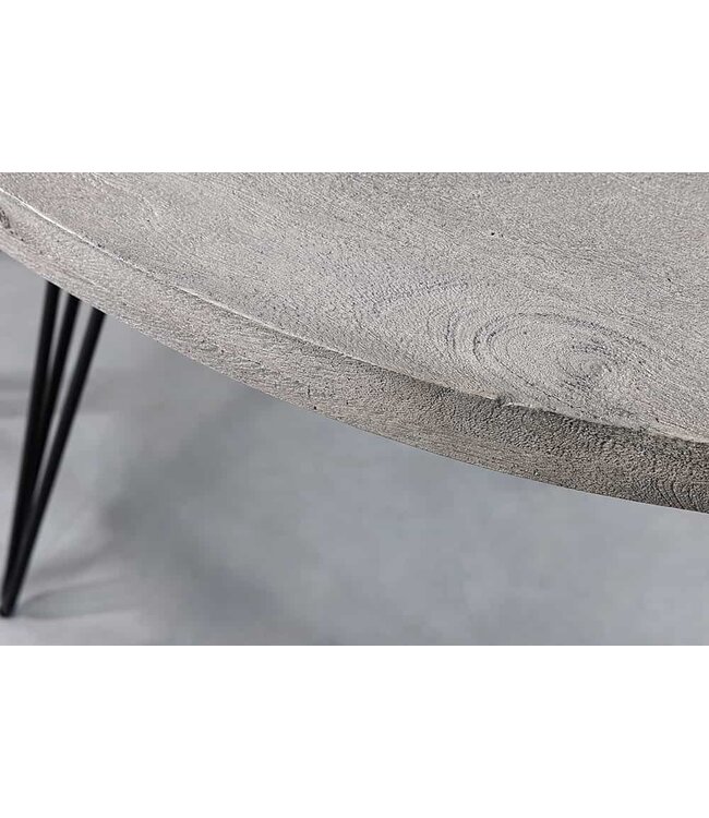 Invicta Interior Ronde eettafel SCORPION 80cm grijs mango massief hout zwarte metalen poten Hairpin Poten Retro - 43663