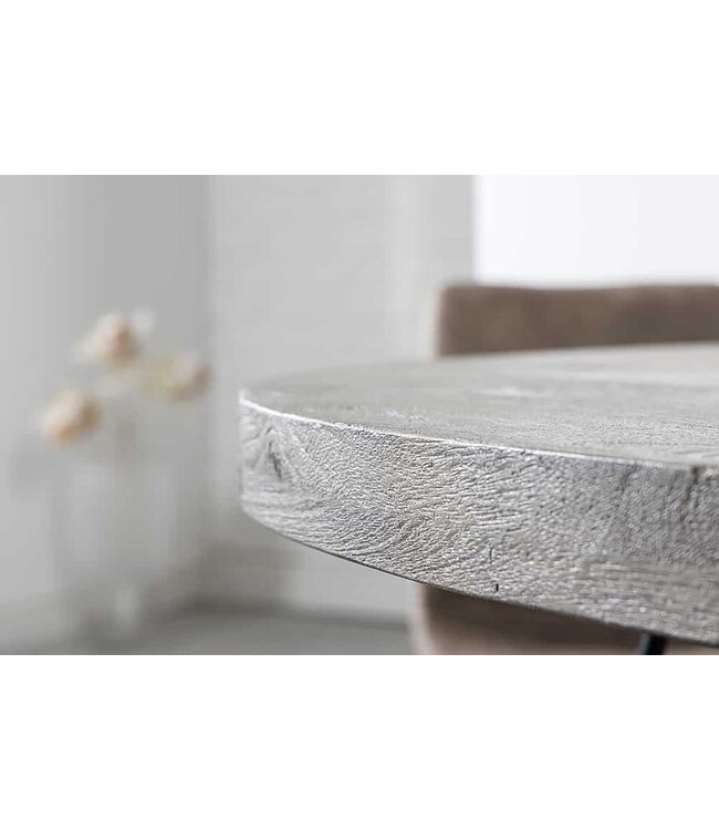 Invicta Interior Ronde eettafel SCORPION 80cm grijs mango massief hout zwarte metalen poten Hairpin Poten Retro - 43663