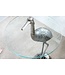 Invicta Interior Ronde bijzettafel WILDLIFE HERON 90cm zilveren metalen glazen reigersculptuur handgemaakt - 43514