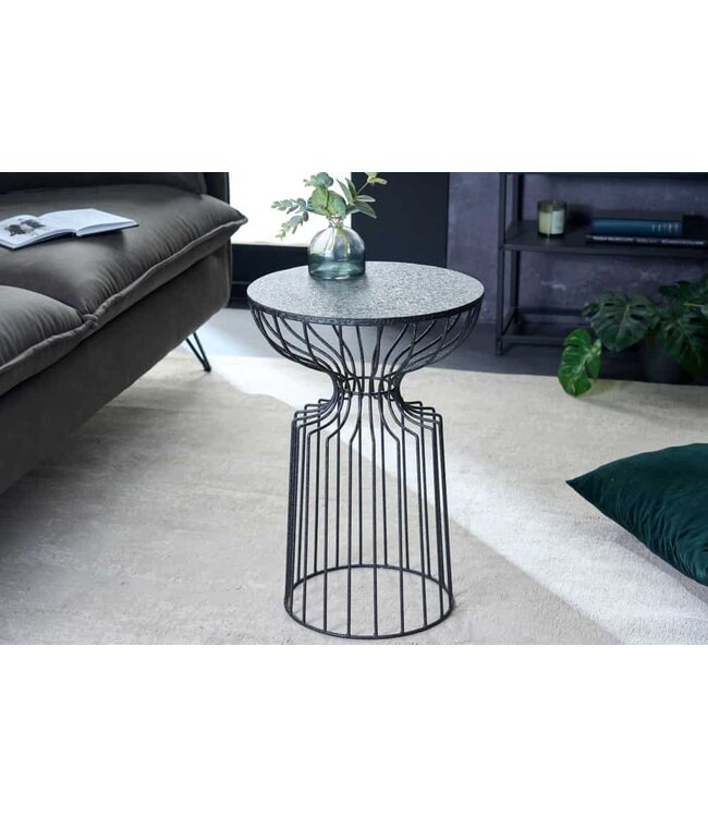 Invicta Interior Ronde bijzettafel VARIATION 55cm zwart ijzeren metalen frame handgemaakt - 43508