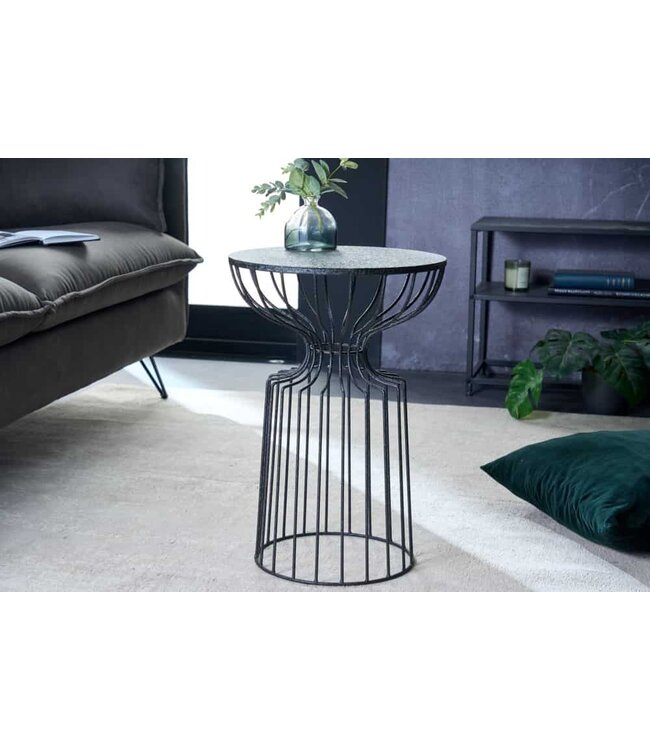 Invicta Interior Ronde bijzettafel VARIATION 55cm zwart ijzeren metalen frame handgemaakt - 43508