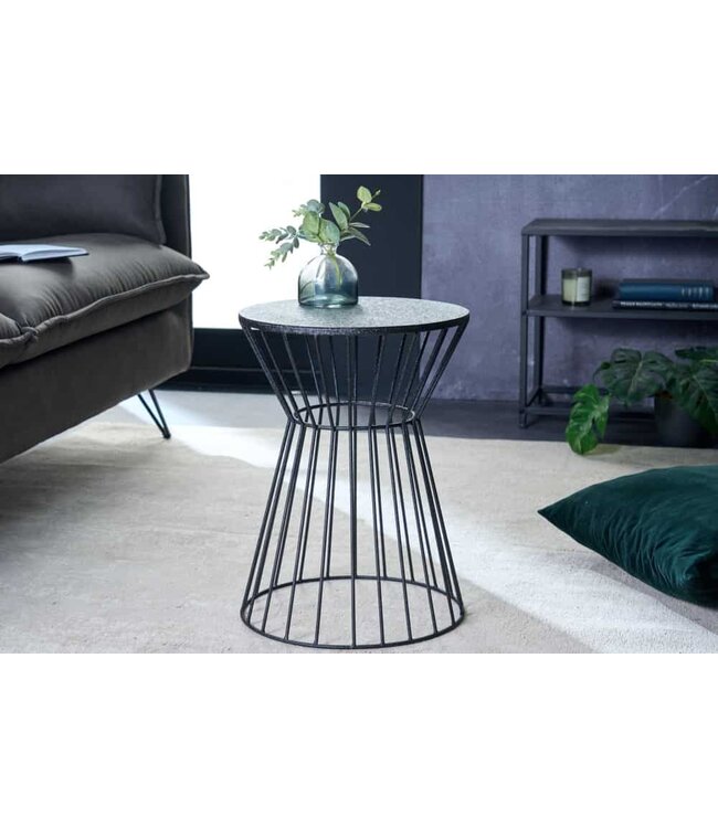 Invicta Interior Ronde bijzettafel VARIATION 45cm zwart metalen frame ijzer handgemaakt - 43507