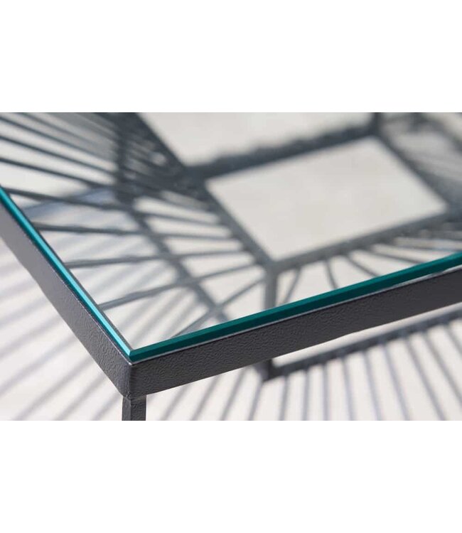 Invicta Interior Abstracte salontafel ILLUSION 60cm zwart metaal glas handgemaakt modern design - 43502