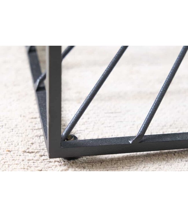 Invicta Interior Abstracte salontafel ILLUSION 60cm zwart metaal glas handgemaakt modern design - 43502
