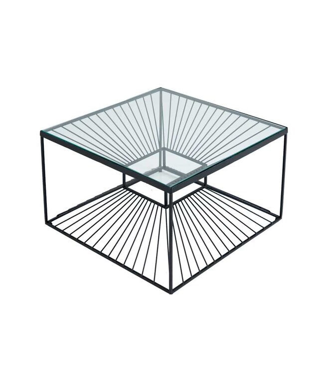 Invicta Interior Abstracte salontafel ILLUSION 60cm zwart metaal glas handgemaakt modern design - 43502