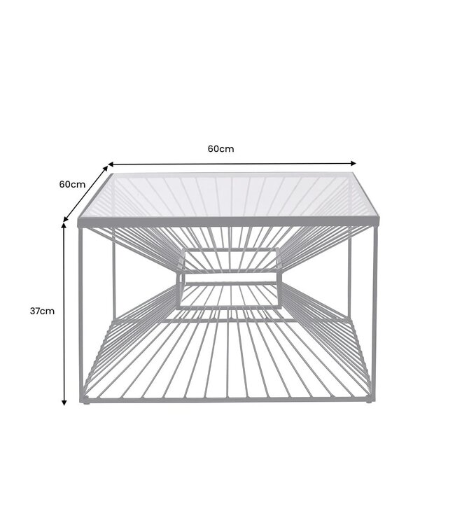 Invicta Interior Abstracte salontafel ILLUSION 60cm zwart metaal glas handgemaakt modern design - 43502