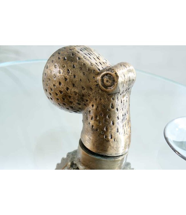 Invicta Interior Ronde bijzettafel WILDLIFE OCTOPUS 70cm messing goud metalen glazen sculptuur handgemaakt - 43498