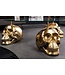 Invicta Interior Design salontafel SKULL XXL 90cm goud rond glazen blad metalen schedel handgemaakt - 43496
