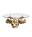 Invicta Interior Design salontafel SKULL XXL 90cm goud rond glazen blad metalen schedel handgemaakt - 43496
