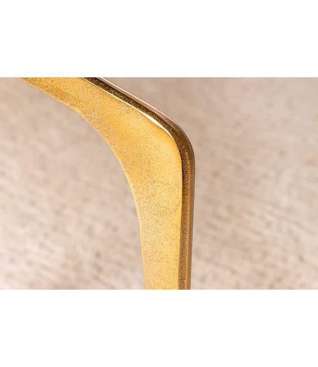 Invicta Interior Ronde bijzettafel ABSTRACT 60cm messing goud metalen poten zwart glas handgemaakt - 43495