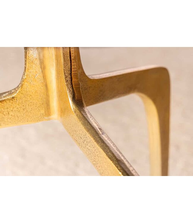 Invicta Interior Ronde bijzettafel ABSTRACT 60cm messing goud metalen poten zwart glas handgemaakt - 43495