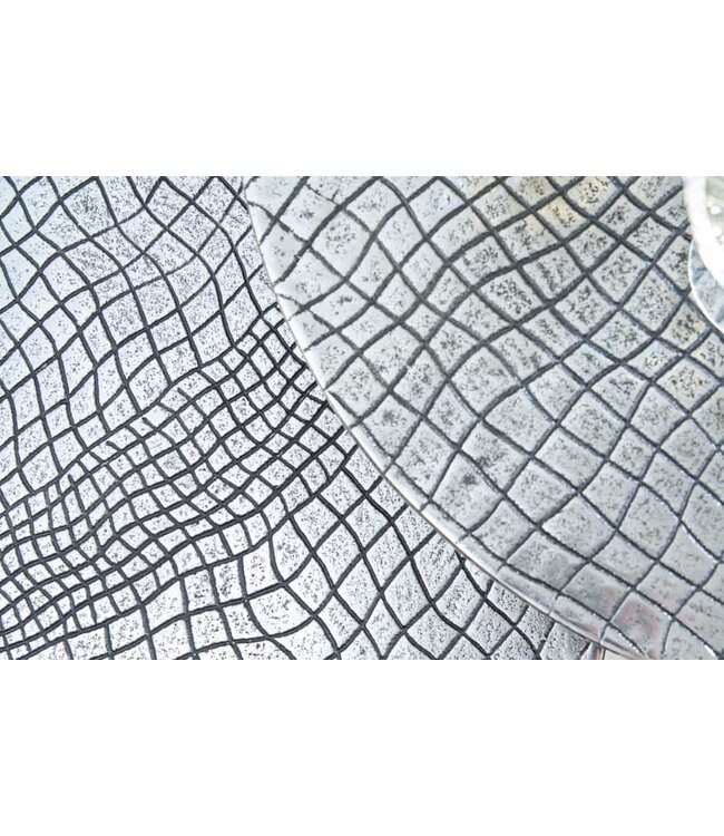 Invicta Interior Ronde set van 2 salontafels ELEMENTS 60cm zilver antiek krokodillenontwerp handgemaakt - 43493