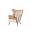 Invicta Interior Design XL fauteuil AMSTERDAM champagne fluweel zwart metalen poten retrostijl - 43568