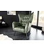 Invicta Interior Design XL fauteuil AMSTERDAM groen fluweel zwart metalen poten retrostijl - 43569